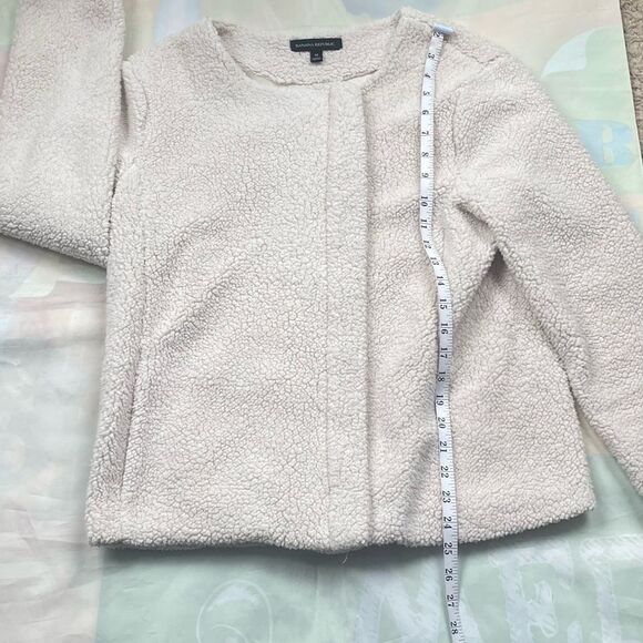 Banana Republic Women`s Teddy Sherpa Lined Warm Side Zip Jacket Ivory Sz M - Picture 7 of 10